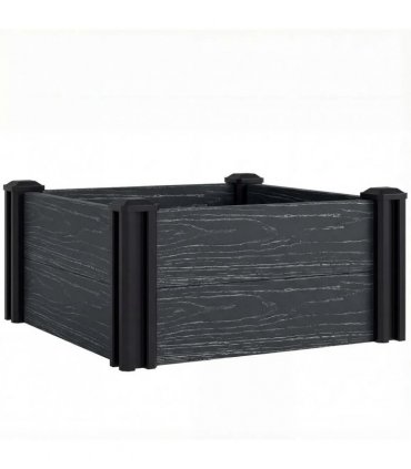 Outsunny Vinyl Raised Garden Bed Kit, 2 x 2 x 1ft Modular Elevated Garden Box with Slotting Legs and Open Bottom, Dark Grey