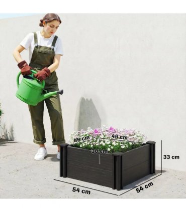 Outsunny Vinyl Raised Garden Bed Kit, 2 x 2 x 1ft Modular Elevated Garden Box with Slotting Legs and Open Bottom, Dark Grey