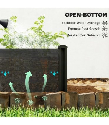 Outsunny Vinyl Raised Garden Bed Kit, 2 x 2 x 1ft Modular Elevated Garden Box with Slotting Legs and Open Bottom, Dark Grey