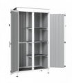 Outsunny Outdoor Storage Cabinet with Removable Shelves, Garden Tool Shed with Asphalt Roof, White and Black
