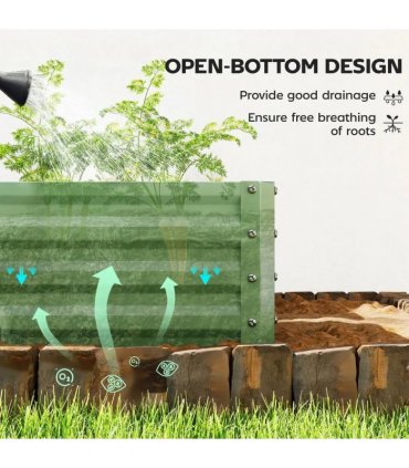 Outsunny Set of Two 110 x 50cm Steel Planter Boxes -  Light Green