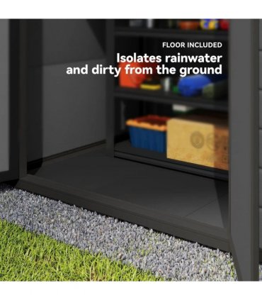 Outsunny 6'x4.5' Garden Storage Shed, Lockable Garden Shed with Double Doors, Window, Vent and Plastic Roof, Dark Grey