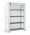 Outsunny Mini Greenhouse with Reinforced PE Cover, Portable Indoor Outdoor Green House with Roll-up Door, 170 x 120 x 50cm, White