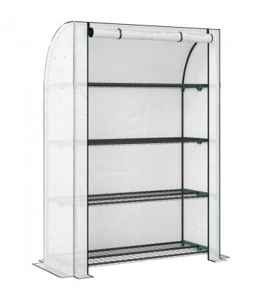 Outsunny Mini Greenhouse with Reinforced PE Cover, Portable Indoor Outdoor Green House with Roll-up Door, 170 x 120 x 50cm, White