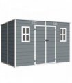 Outsunny 10 x 6 ft Resin Garden Shed, Outdoor Storage Shed with Floor, Windows, Lockable Doors and Vents, Grey