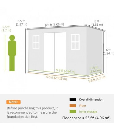 Outsunny 10 x 6 ft Resin Garden Shed, Outdoor Storage Shed with Floor, Windows, Lockable Doors and Vents, Grey