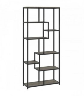 HOMCOM Seven-Tier Geometric Bookcase - Grey/Black
