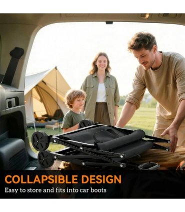 Outsunny 81L Festival Trolley on Wheels, Compact Garden Folding Trolley Cart with Adjustable Handle 80L Black