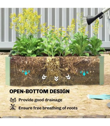 Outsunny Set of Two 100 x 60cm Steel Planter Boxes - Light Green