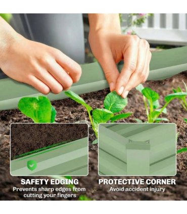 Outsunny Set of Two 100 x 60cm Steel Planter Boxes - Light Green