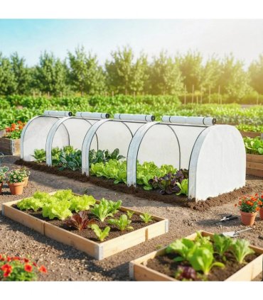 Outsunny 395  x 100 cm Low Tunnel Greenhouse - White