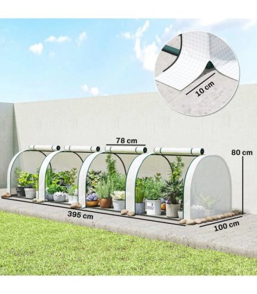 Outsunny 395  x 100 cm Low Tunnel Greenhouse - White