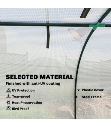 Outsunny 395  x 100 cm Low Tunnel Greenhouse - White