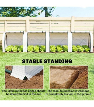 Outsunny 395  x 100 cm Low Tunnel Greenhouse - White