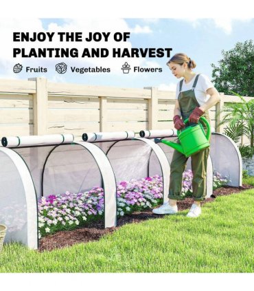 Outsunny 395  x 100 cm Low Tunnel Greenhouse - White