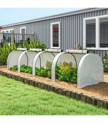 Outsunny 395  x 100 cm Low Tunnel Greenhouse - White