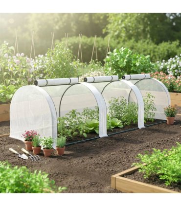 Outsunny 295  x 100 cm Low Tunnel Greenhouse - White