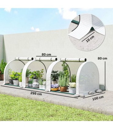 Outsunny 295  x 100 cm Low Tunnel Greenhouse - White