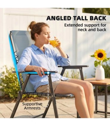 Outsunny Folding Garden Chairs Set of 4, Outdoor Dining Chairs with Wide Texteline Seat, High Back and Armrests, Light Grey