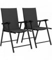 Outsunny Folding Garden Chairs Set of 2, Foldable Garden Dining Chairs with High Back, Armrests, Texteline Seat, Black