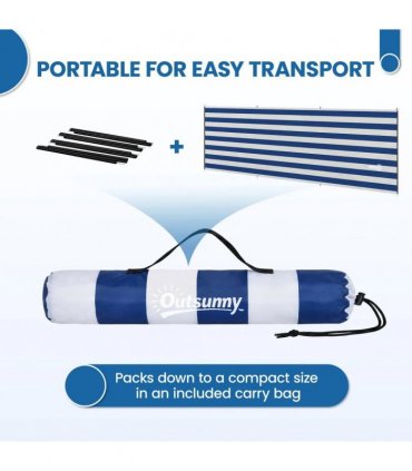 Outsunny 4 Pole Camping Windbreaks, Beach Wind Shield Shelter with Carry Bag and Steel Poles, 540cm x 150cm, Dark Blue