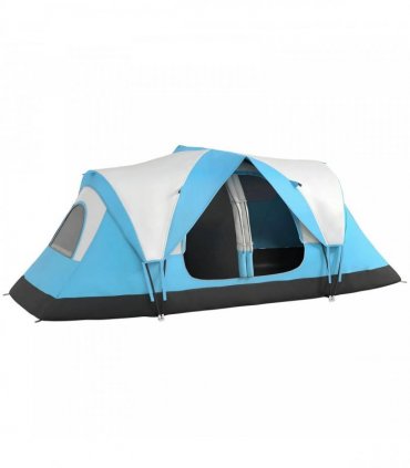 Outsunny Camping Tent for 6 Man with 2000mm Water Resistant Rainfly and Carry Bag for Fishing Hiking Festival, Sky Blue
