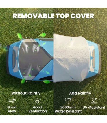 Outsunny Camping Tent for 6 Man with 2000mm Water Resistant Rainfly and Carry Bag for Fishing Hiking Festival, Sky Blue