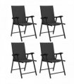Outsunny Folding Garden Chairs Set of 4, Foldable Garden Dining Chairs with High Back, Armrests, Texteline Seat, Black