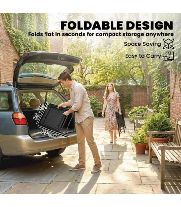 Outsunny Folding Garden Chairs Set of 4, Foldable Garden Dining Chairs with High Back, Armrests, Texteline Seat, Black