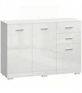 HOMCOM Sideboard, Modern Storage Cabinet with 2 Drawers, 3 Doors and Adjustable Shelves, High Gloss White