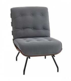 HOMCOM Accent Chair, Linen-look Fabric Reading Chair with Spring Cushion, Slatted Support, Steel Frame, Dark Grey
