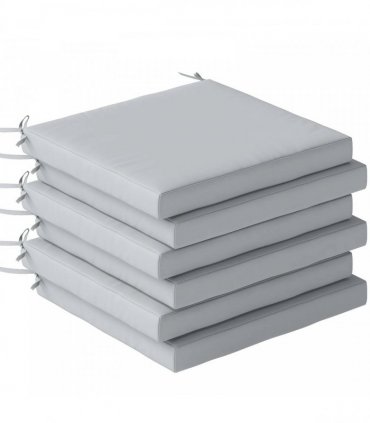 Outsunny Set of 6 Outdoor Seat Cushions with Machine Washable Cover, Water Repellent Seat Cushions Light Grey
