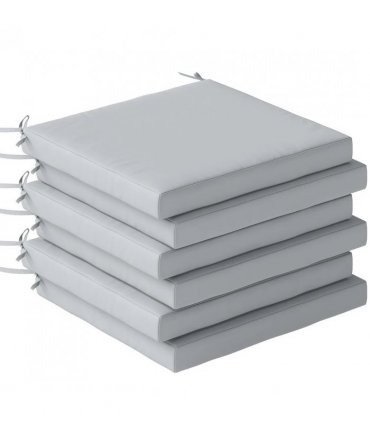 Outsunny Set of 6 Outdoor Seat Cushions with Machine Washable Cover, Water Repellent Seat Cushions Light Grey