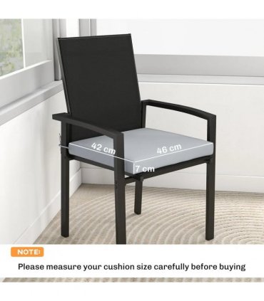 Outsunny Set of 6 Outdoor Seat Cushions with Machine Washable Cover, Water Repellent Seat Cushions Light Grey