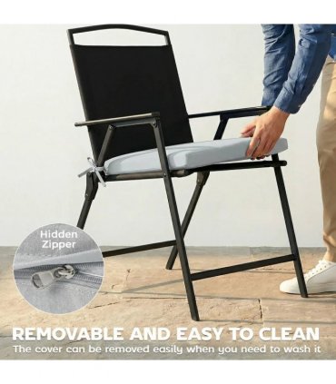 Outsunny Set of 6 Outdoor Seat Cushions with Machine Washable Cover, Water Repellent Seat Cushions Light Grey