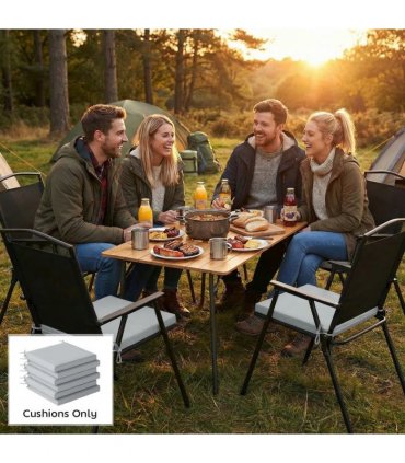 Outsunny Set of 6 Outdoor Seat Cushions with Machine Washable Cover, Water Repellent Seat Cushions Light Grey