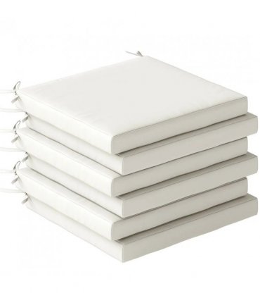 Outsunny Set of 6 Outdoor Seat Cushions with Machine Washable Cover, Water Repellent Seat Cushions Cream White