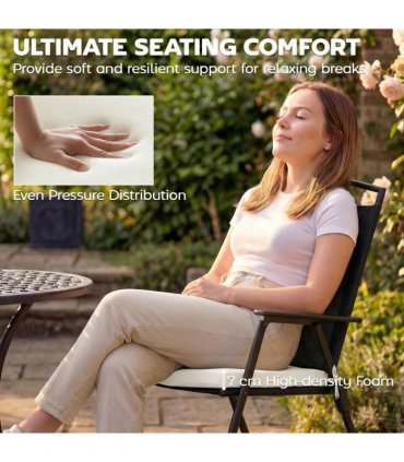 Outsunny Set of 6 Outdoor Seat Cushions with Machine Washable Cover, Water Repellent Seat Cushions Cream White