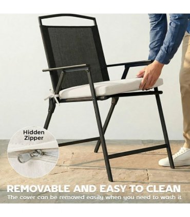 Outsunny Set of 6 Outdoor Seat Cushions with Machine Washable Cover, Water Repellent Seat Cushions Cream White