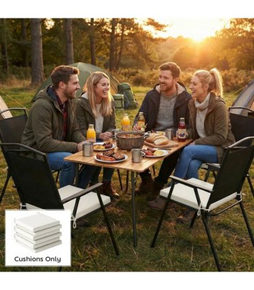 Outsunny Set of 6 Outdoor Seat Cushions with Machine Washable Cover, Water Repellent Seat Cushions Cream White