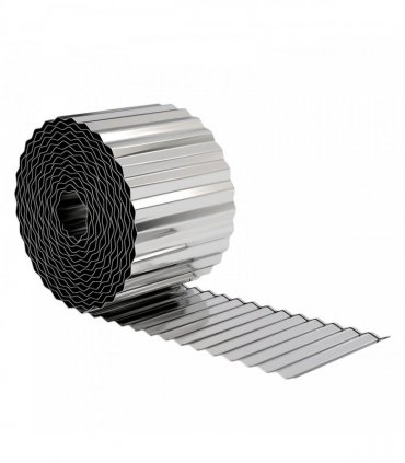 Outsunny Metal Garden Edging Border, 8 in x 21.3 ft Corrugated Heavy Duty Galvanised Steel Lawn Edging, Silver Tone