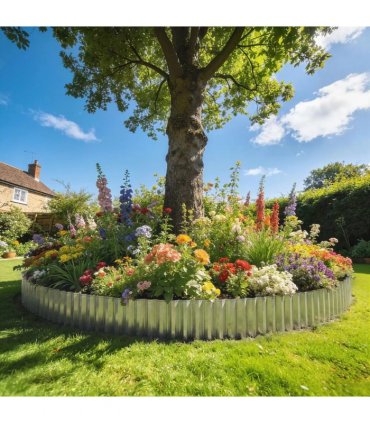 Outsunny Metal Garden Edging Border, 8 in x 21.3 ft Corrugated Heavy Duty Galvanised Steel Lawn Edging, Silver Tone