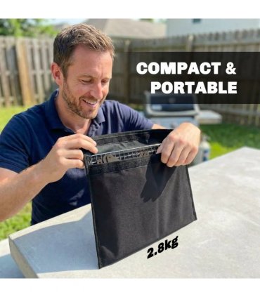 Outsunny 2-In-1 Portable BBQ Grill and Camping Fire Pit, Tabletop Charcoal Barbecue Grill with Gripper, Gloves and Carry Bag