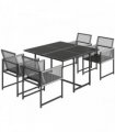 Outsunny 5 Pieces Garden Dining Set, Outdoor Patio Cube Set, 4 Seater Outdoor Table and Chairs with Foldable Backrest, Light Grey