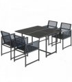 Outsunny 5 Pieces Garden Dining Set, Outdoor Patio Cube Set, 4 Seater Outdoor Table and Chairs with Foldable Backrest, Dark Grey