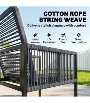 Outsunny 5 Pieces Garden Dining Set, Outdoor Patio Cube Set, 4 Seater Outdoor Table and Chairs with Foldable Backrest, Dark Grey