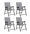 Outsunny Folding Garden Chairs Set of 4, Foldable Garden Dining Chairs with High Back, Armrests, Texteline Seat, Light Grey