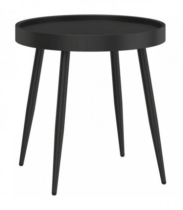 Outsunny 49.5 cm Round Garden Table, Small Outdoor Coffee Side Table with Plastic Tray-Style Top, Metal Legs, Black