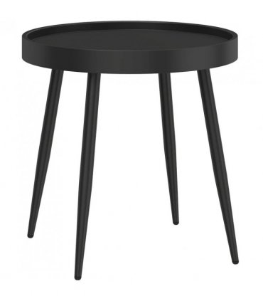 Outsunny 49.5 cm Round Garden Table, Small Outdoor Coffee Side Table with Plastic Tray-Style Top, Metal Legs, Black