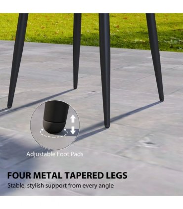 Outsunny 49.5 cm Round Garden Table, Small Outdoor Coffee Side Table with Plastic Tray-Style Top, Metal Legs, Black